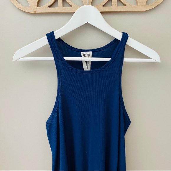 Free People Ribbed Tank Top Navy Blue Sz Small - Picture 2 of 8